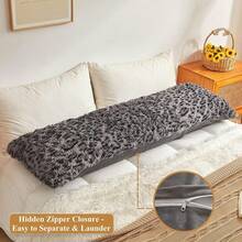 20x54 Fluffy Cheetah Print Body Pillow Cover, Leopard Print Plush Fuzzy Pillowcase With Zipper, Farmhouse Shaggy Long Pillow Cover Women Side Sleepers, Pink - 獵豹紋灰色 - 查看 3
