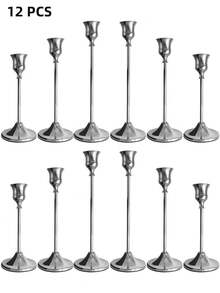 12PCS/6PCS/3PCS Metallic Tapered Candle Holders Set, Silver-Plated/Copper-Tone In Multiple Colors, Suitable For Home, Dining, Parties, Weddings, New Option: 1 Stainless Steel Napkin Holder + 6 Candle Holders Set, Home & Living/Home Decor/Candles & Holders/Candle Holder Sets