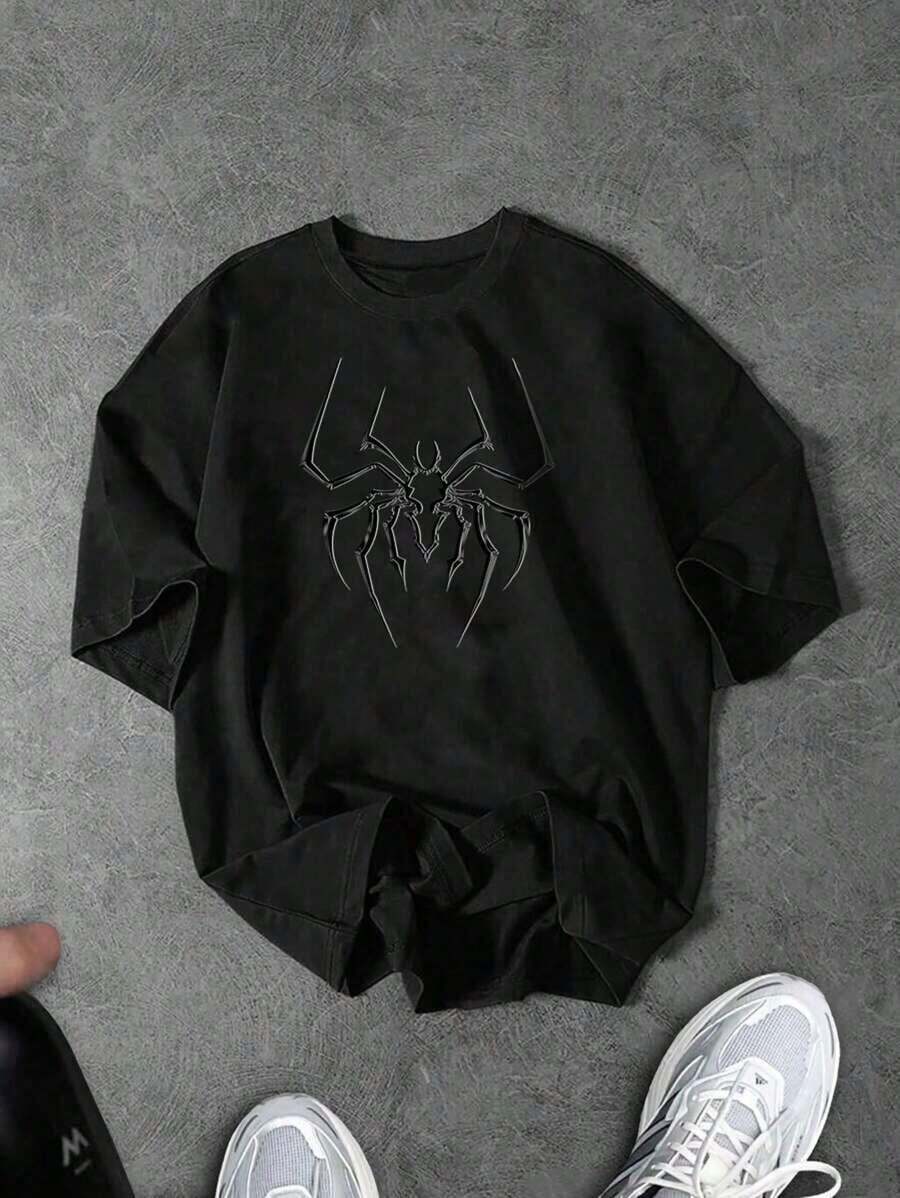 Unisex Sport Corelite Camiseta deportiva de manga corta y cuello redondo con estampado botánico para hombre, ropa de verano para hacer ejercicio, camisetas y tirantes para correr - Negro - Ver 1