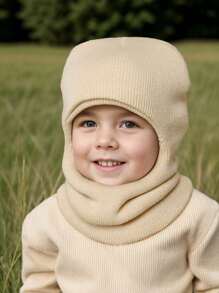 1 件男女通用婴儿/幼儿 1-6 岁纯色针织保暖柔软防护可爱休闲拉法帽，适合户外和日常使用，秋冬季