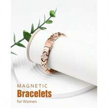 Feraco Pure Copper Bracelets For Women, Ultra Strength Magnetic Therapy Bracelet For Pain Relief With 3800 Gauss Magnets & Sparkling Cubic Zirconia, Adjustable, Infinite Clover Jewelry - Rose Gold - View 2