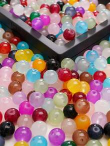 beadia 6/8Mm 500pcs Solid Color Glass Loose Beads Necklace Making Beads Handwoven Additions - Multicolor - View 5
