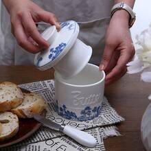 1pc American Country Style Ceramic Butter Dish, Restaurant Cheese Storage Jar With Lid, Household Butter Container - Butter Box - View 12