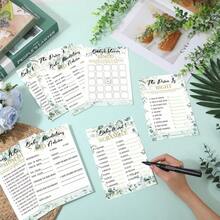 Bộ trò chơi tắm lá bạch đàn gồm 61 món, bao gồm 6 loại trò chơi - In hai mặt, 20 trò chơi mỗi trang, chẳng hạn như Bingo trong phòng tắm, Xáo trộn từ ngữ, Tìm từ, Dự đoán & Gợi ý, Ghép giá, Ai (Lá bạch đàn), Có đáp án. - Màu xanh Cadet - Xem 5