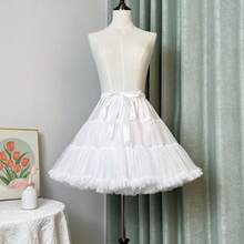 1件45厘米/55厘米多功能洛丽塔衬裙，棉花糖云朵柔软薄纱裙，白色衬裙，蓬蓬裙，芭蕾舞裙，角色扮演衬裙，圣诞节衬裙，叠穿配饰