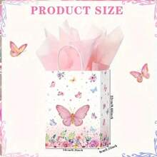 24pcs Gift Bags And Shopping Bags Party Gift Packaging Bag, Butterfly Printing Handbag, Shopping Bag, Birthday Gift, Party Gift, Hand-Held Paper Bag - Multicolor - View 9