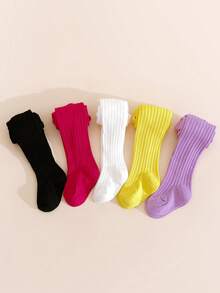 Set de 5 pares de medias de niña con rayas verticales de colores, uso versátil, estilo personalizado, colores de caramelo - Multicolor - Ver 7