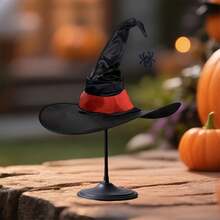 Women Halloween Gothic Witch Hats Ruched Personality Pointed Cap Cosplay Wizard Caps - Red - View 2