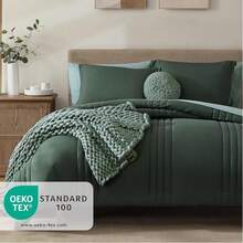 Solid Comforter Set - 7 Pieces Bed In A Bag Bedding Sets With Comforters, All Seasons Down Alternative Comforter With Sheets, Pillowcases & Shams - Deep Forest - 查看 4