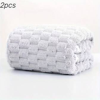 2 Ultra-Soft Microfiber Bath Towels, Quick-Drying And Super Absorbent - Unscented, Fluffy And Soft, Suitable For Spas, Gyms, And Travel - Modern Checkered Design, Size 27.5x55.1 Inches, Soft Colors