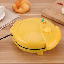 Máquina para hacer pasteles con diseño de placa flotante para hornear con calefacción de doble cara, linda máquina para hacer gofres completamente automática portátil con control de temperatura automático de color amarillo de dibujos animados, adecuada para la cocina, para preparar comida deliciosa para niños. - Amarillo - Ver 4