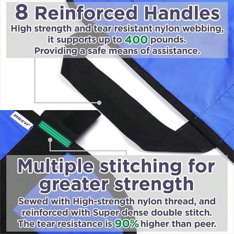 Almohadilla De Cama De Posicionamiento con Asas, Sábana De Transferencia para Pacientes, Reutilizable, Impermeable Y Antideslizante, Apto para El Transporte De Pacientes Y Personas Mayores - Azul Marino - Añade 3