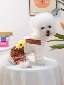 1pc Pet Clothes, Dog/Cat Outfit, Cute Costume For Small Dogs, Warm & Comfortable Giraffe Suspender Pants For Small Dogs In Autumn/Winter - Multicolor - View 3