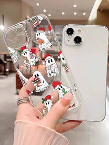 1 Piece Christmas/Halloween Ghost Cookie Design Full Coverage TPU Phone Case, Compatible With IPhone 16/16Pro/16Plus/15/15ProMax/15Pro/11/12/13/14ProMax/12Mini/13Mini/11Pro/11ProMax/12Pro/12ProMax/13Pro/13ProMax/14Pro/14ProMax, Creative And Elegant - 無色 - 查看 3