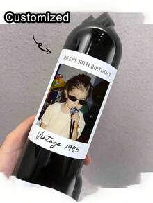 1-3pcs Custom Photo Wine Labels, Personalized Wine Bottle Labels, 30th Birthday Wine Labels, Personalized Engagement Gift Wine Labels, Engagement Gift, Wedding Wine Labels, Proposal Gift, Custom Photo - Multicolor - View 3