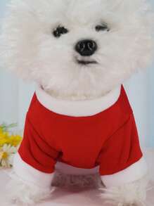 Pet Dog Christmas Santa Claus Fleece Sweatshirt, Outdoor Wear For Small Cats And Dogs