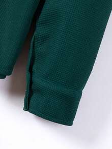 Bộ 2 món áo sơ mi nam màu trơn có cổ và túi + quần, chất liệu polyester nhẹ, thích hợp cho hoạt động thể thao, nghỉ dưỡng, mùa xuân/thu. - Màu xanh lá cây đậm - Xem 7