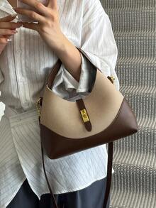 女士手提包和单肩包，时尚优雅简约商务休闲复古马鞍包，棕色 - 棕色 - 查看 7