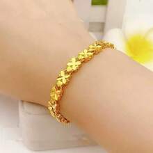 1 件全新时尚设计爱沙金手链，母亲节送给妈妈的礼物，百搭个性化仿金手链 - 金黃色 - 查看 4