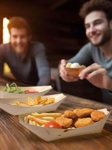 10/20/50 chiếc thuyền đựng thức ăn dùng một lần bằng tre màu be - Khay sushi mini, đĩa khai vị, hộp đựng hình lá dùng cho tiệc nướng BBQ, cắm trại và phục vụ ăn uống, phụ kiện nhà bếp và phòng ăn nhẹ | Thiết kế lá tự nhiên | Hộp đựng - Màu be - Xem 5