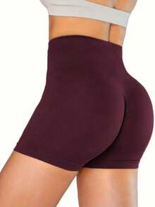 Seamless Knitted Peach Hip High Waist Compression Running Fitness Yoga Shorts Booty Shorts Women Boxer Shorts