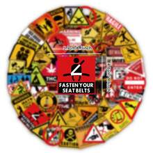 203pcs Warning Sign Stickers For Water Bottles, Skateboards, Luggage, Phone Cases, Laptops, Decorative Stickers