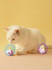 1 件装笼中仓鼠自扶正猫玩具、猫玩具球、逗猫棒，带小老鼠玩具和铃铛