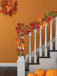 1 vòng hoa lá phong nhân tạo dài 78,74ft (khoảng 24,5m), vòng hoa mùa thu, lá phong, thích hợp trang trí nhà cửa trong nhà/ngoài trời, đám cưới, Halloween, Lễ Tạ ơn. - Nhiều màu - Xem 5