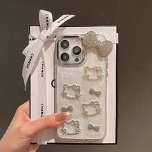 Sanrio New Love KT Cat Holder Precision Shell Pattern Suitable For IPhone 14/15 Cases, 11, 12, 12 Pro, 12 PM, 13, 13 Pro Max, 14, 14 Pro, 14 Plus, 15, 15 Pro, 15 Plus, 16, 16 Pro, 16 Plus Phone Case