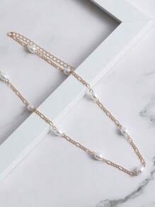 Shescity 3pcs/Set Fashionable Personalized Shell, Pearl, Seashell Pendant Necklace, Coastal Style Versatile Necklace For Women - Yellow Gold - View 5