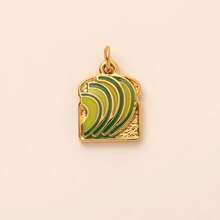 1 pezzo Ciondolo in acciaio inossidabile placcato oro 18K, serie di imitazioni di alimenti alla moda, tra cui toast, croissant, biscotti, ciambelle, patatine fritte, hamburger, accessori per gioielli fai-da-te, adatto per collana, bracciale, portachiavi, facile da abbinare, può essere indossato come ciondolo elegante.