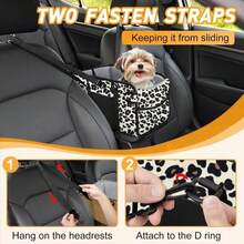 Portable Dog Car Seat For Small Dogs - Pet Booster Seat With Safety Leash, Adjustable Straps, Washable Cushion &Amp; Storage Pocket - Center Console Puppy Car Seat For Travel - Black