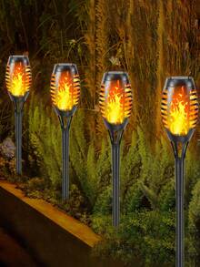 4/8/12 件户外太阳能手电筒，带闪烁火焰的太阳能灯，用于花园装饰，闪烁火焰花园灯，IP44 防水，太阳能自动开/关，适用于草坪、庭院、人行道、车道景观照明，太阳能灯户外圣诞装饰，圣诞灯，仙女灯 - Warm light - 查看 14