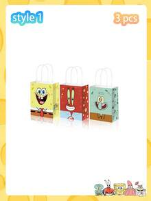 SpongeBob SquarePants 3/4/6/12 piezas Bolsas de regalo de papel con temática de Bob Esponja, personajes de dibujos animados de estrella de mar y cangrejo, ideal para decoración de fiestas, perfecto como obsequio de fiesta para amigos - Multicolor - Ver 14