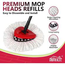 HOMEXCEL Mop Replacement Heads Compatible With O-Cedar EasyWring Spin Mops 3 Pack-Washable Microfiber Spin Head Refills-Easy Cleaning Mop Head Replacement - trắng - Xem 7