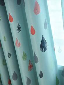 1 pieza Cortina moderna y linda con diseño de gota de lluvia perforada para dormitorio/sala de estar de niños - Multicolor - Ver 6