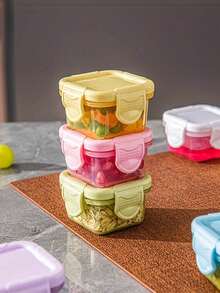1/2/6pcs Mini Food Storage Containers, Mini Transparent Containers With Lids, Sealed Food Storage Boxes, Rectangular Plastic Sealed Storage Boxes, Small Food Containers Plastic Sealed Boxes, Multi-Functional Seasoning Boxes, School Supplies, Student Essentials - Multicolor - View 6