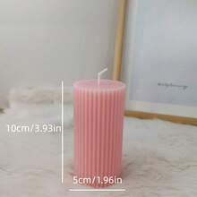 1pc Ribbed Pillar Candle - 2pcs 6-Inch Ribbed Candles, Soy Wax Scented Candles, Suitable For Wedding, Bedroom, Birthday, Valentine's Day (Pink, Red, Black, Brown)