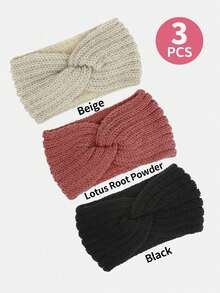 3 Pieces Chunky Knit Headbands Braided Winter Headbands Ear Warmers Crochet Head Wraps For Women Girls