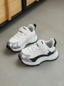 1 Pair Kids' New Fashion Sneakers, Color Block Design, & Versatile, Suitable For Boys & Girls, Outdoor Sports, Walking, Traveling