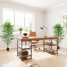 HOMCOM Lot de 2 plantes artificielles arbres artificiels ficus hauteur 1,80 m tronc branches liane lichen feuilles grand réalisme pot inclus, intérieur, vert - Vert - Voir 7