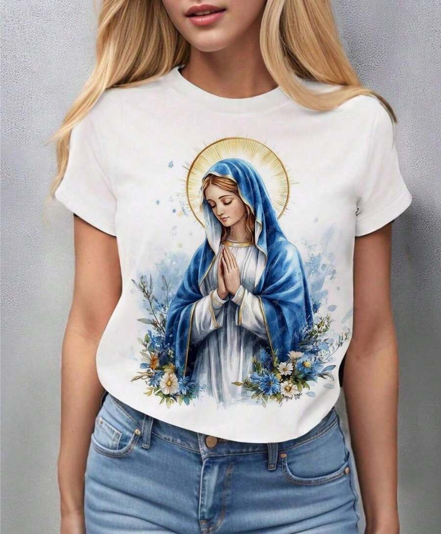 WOMEN'S T-SHIRT, Our Lady Of Grace, PLUS SIZE FASHION - trắng - Xem 1