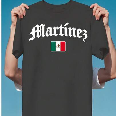 Martinez Mexican Flag T-Shirt For Men Women - Personalized Family Name Tee - Ca…