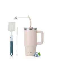 1pc WATERSY Travel Mug Coffee Cup 40oz/1182ML 30OZ/891ML 20OZ/591ML Tumbler Straw Lid And Handle, Stainless Steel Double Wall Vacuum Insulated Coffee Water Bottle Thermal For Cold Hot Coffee, Suitable For School, Camping And Hiking - Multicolor - View 22