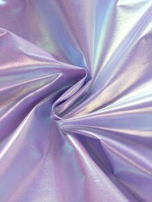 1 pieza Chaqueta corta de moda para niña, Ropa exterior con capucha con cremallera iridiscente casual unisex, Primavera/Otoño