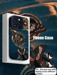 1pc Fashion Personalized Butterfly Texture Vertical Faux Leather Protective Soft Phone Case Compatible With Apple And S17/S17PRO/S17PROMAX/S16/S16PLUS/S16PRO/S16PROMAX - Multicolor - View 1