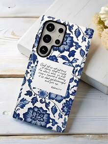 White Background With Blue Blue-And-White Porcelain Letters Two-In-One Matte Texture Phone Case Suitable For Compatible With Samsung Galaxy S21/22/23/24/25 Ultra/FE+,NOTE20 Ultra,A71/56/55/54/53/52/36/34/26/25/23/16/15/14/13/06 - 彩色 - 查看 2