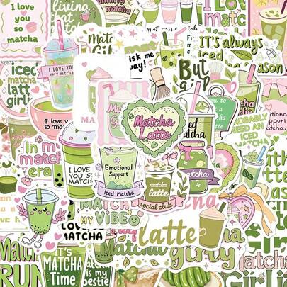 50pcs Matcha Girl Sticker Pack, Matcha Stickers, Stickers Aesthetic,Kindle Accessories Pencil Case Stickers For Diary, Laptop, Notebook, Phone Case Home Decor Back To School Room Decor School Supplies