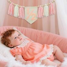 1pc 1/2 Tall Stool Banner, Birthday Party Tassel Garland, Boho Style Birthday Party Decor, 6 Months Birthday Party, Half Year Birthday Decoration