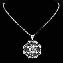 Sacred Geometry Metatron Cube Angel Seal Archangel Necklace For Women Men Stainless Steel Flower Of Life Lotus Chain Jewelry
